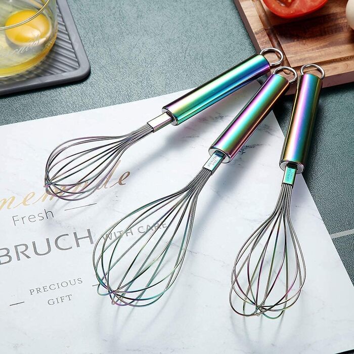 Набір міксерів-віників Kyraton з нержавіючої сталі (3 шт.) 8', 10', 12' - для кухні, приготування їжі, збивання