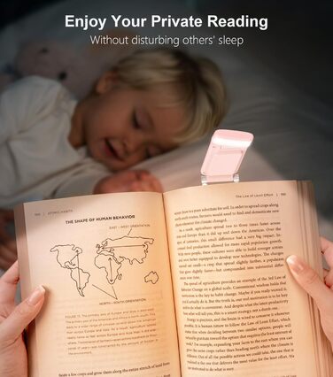 LED-лампа для читання Gritin з USB-зарядкою, кріпленням на книгу, регулюванням яскравості та кольору, для книголюбів (білий/рожевий)