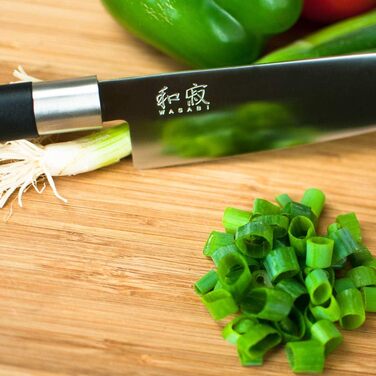 Японський ніж шеф-кухаря KAI Wasabi Black 20 см з нержавіючої сталі 6A/1K6, чорний поліпропіленовий руків'я, Made in Japan