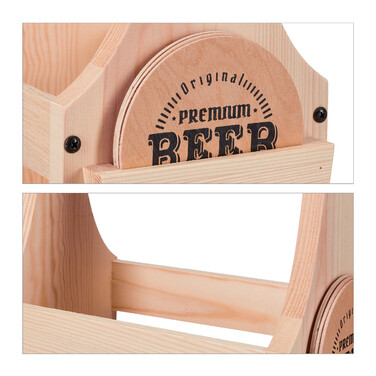 Wooden Beer Caddy with Bottle Opener