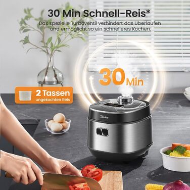 Рисоварка Midea 2л, 9 програм, антипригарна, пароварка, таймер, швидке приготування, для 1-3 осіб