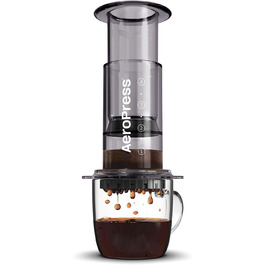 Кавоварка AeroPress Clear 3-в-1: прес, еспресо, френч-прес, портативна, чорна, для подорожей і кемпінгу, без гіркоти