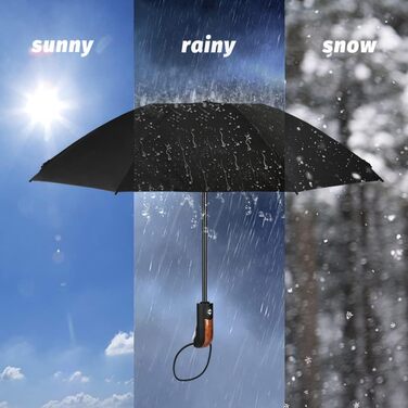 Зонт Kastewill: жіночий та чоловічий, компактний, штормостійкий, автоматичний, з 10-ю металевою основою, тефлонове покриття, чорний