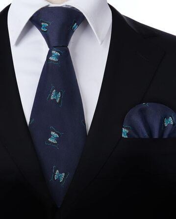 Чоловічий краватковий комплект HISDERN з принтом тварин: краватка та нагрудна хустинка (зелено-жовтий, універсальний розмір)