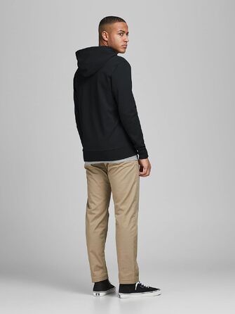 Чоловіча однотонна толстовка з капюшоном Jack & Jones, чорна, розмір XXL