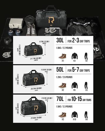 IRON JIA's Motorcycle Bag Luggage Roll Waterproof Motorcycle Rear Bag Saddle Bag Travel Bag with Roll-Sealed Shoulder Straps Suitable for Motorcycle Cycling Camping Watersports - 30L Carbon Fiber 30L
