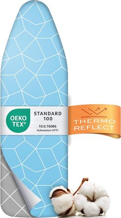 Чохол для прасувальної дошки Turbo 120x40 см, відбиває тепло, для швидкого прасування, з гумкою, 2 комфортні подушки, OEKOTEX100, Made in Europe, розмір M, блакитно-білий