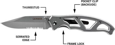 Gerber folding knife with plain edge and pocket clip
