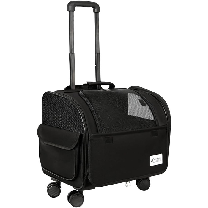 Транспортна сумка для собак та котів Galatée з колесами, розкладний переносник для тварин, дитяча коляска для домашніх улюбленців (білий/чорний)