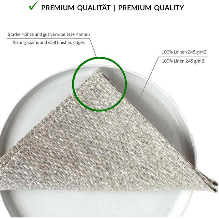 Varvara Home 6 Linen Napkins - 6 Cloth Napkins Linen Napkins - Natural Linen Napkins - Linen Napkins Beige 6-Pack 45x45 cm
