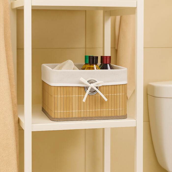 Relaxdays Bamboo Storage Basket Set