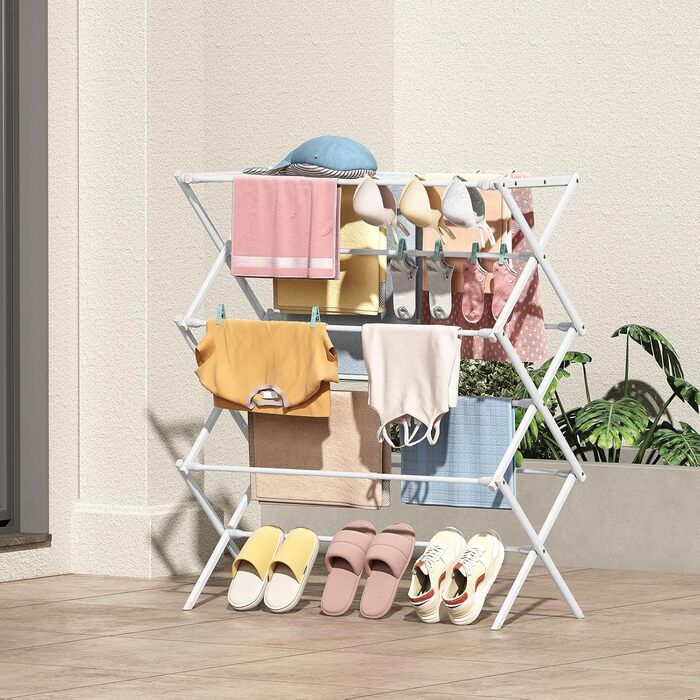 Сушарка для білизни KINGBOARD компактна складана, 6 рівнів, біла - для ванної, балкона