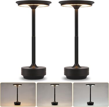 Бездротова настільна лампа з LED, торшери на акумуляторі, торшери з USB зарядкою, диммируемые, 2 шт. для вітальні, спальні, дитячої кімнати (2 шт., чорний)