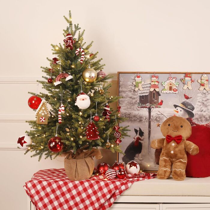 Набір прикрас на ялинку Alupssuc 65 шт. - кулі для ялинки, 4-14 см, пластик, для святкування Різдва, свят, вечірок. Білий, золотий, червоний та біло-золотий кольори.