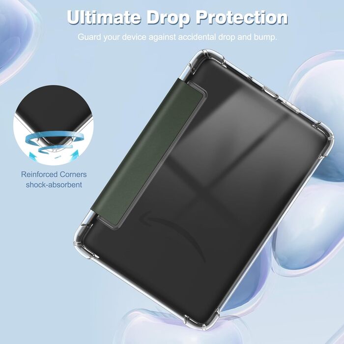 Чохол Fintie для Kindle 6 (11-го покоління) 2024/2022, прозорий TPU з авто-сном/пробудженням, для Kindle Basic 2024, колір агави (Alpingrün)