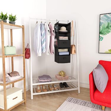 Органайзер для шафи MAX Houser з 5 полицями, підвісний, для економії місця, з 4 кишенями збоку, складний, бежевий