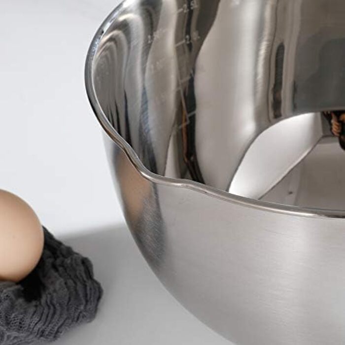 Набір місок для перемішування, 3 шт. з нержавіючої сталі, з носиком, для приготування та подачі, 1.5 л, 3 л, 5 л