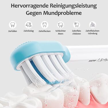 Електрична зубна щітка MGW Lächen – звукова, 3 режими, 3 інтенсивності, IPX8, 4 насадки, біла/чорна