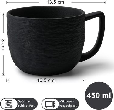 MIAMI – 450 ml Coffee Mugs / Set of 4 – Matte Ceramic Mug for Coffee, Latte, Cappuccino, and Tea – Oasis Collection
