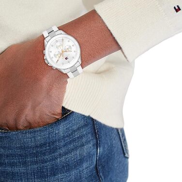 Годинник Tommy Hilfiger для жінок з багатою шкалою та кварцовим механізмом, з нержавіючою сталею, білий