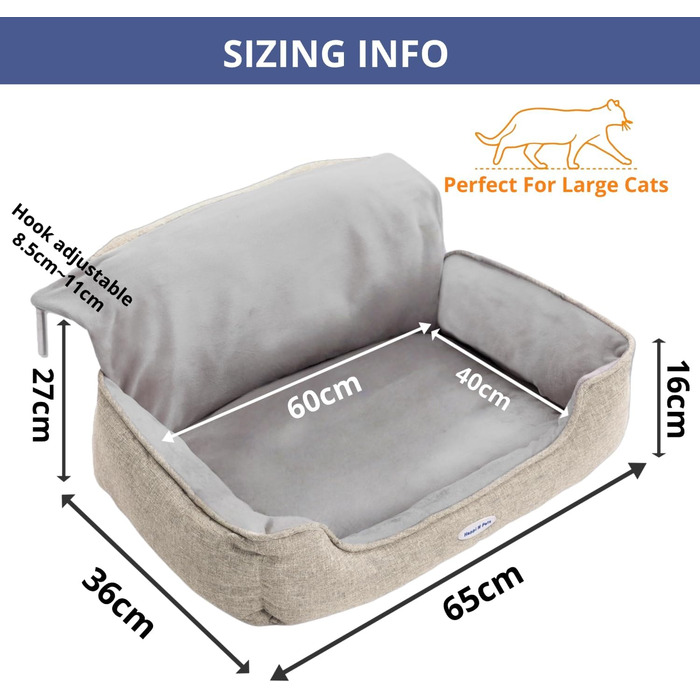 Килимок для котів на батарею Happi N Pets, лежанка-гамак для котів, бежевий, 65x36x27 см