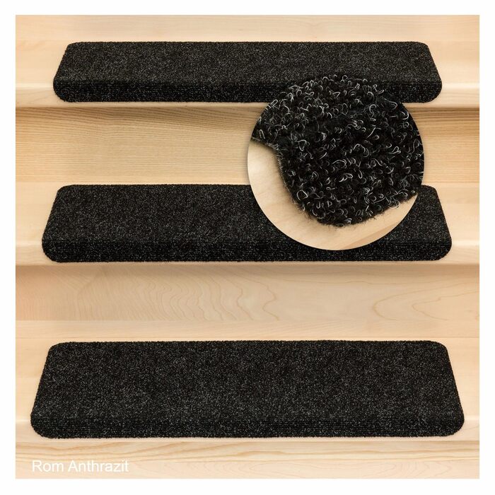 Ступінчасті килимки Kettelservice-Metzker Rom прямокутної форми, різні комплекти та кольори! (17 шт. антрацит)