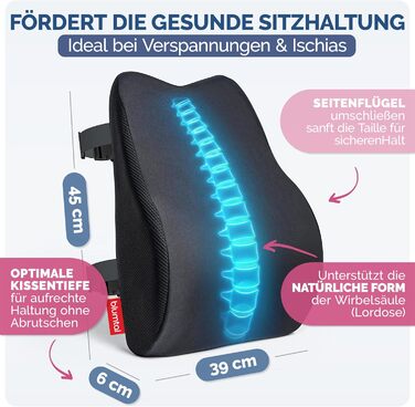 Ортопедична подушка для спини Blumtal з Memory Foam: підтримка попереку, сертифікат OEKO-TEX, знімний чохол
