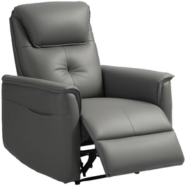 HOMCOM Recliner Chair, TV Chair with Reclining Function, Pocket Spring, Upholstered TV Chair with Footrest, Side Pocket, for Living Room, Bedroom, Light Grey | Aosom