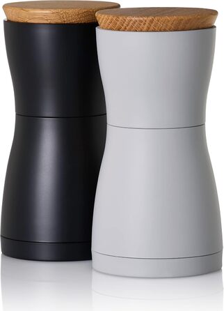 Набір млинків для перцю та солі AdHoc Twin MP125, керамічний механізм CeraCut, чорний та сірий