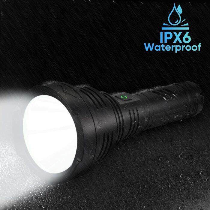 LED ліхтарик WholeFire 100000 люменів, XHP90, USB, 5 режимів, тактичний, для поліції, військовий, IP65, вологостійкий, пошуковий прожектор, комплект з акумулятором