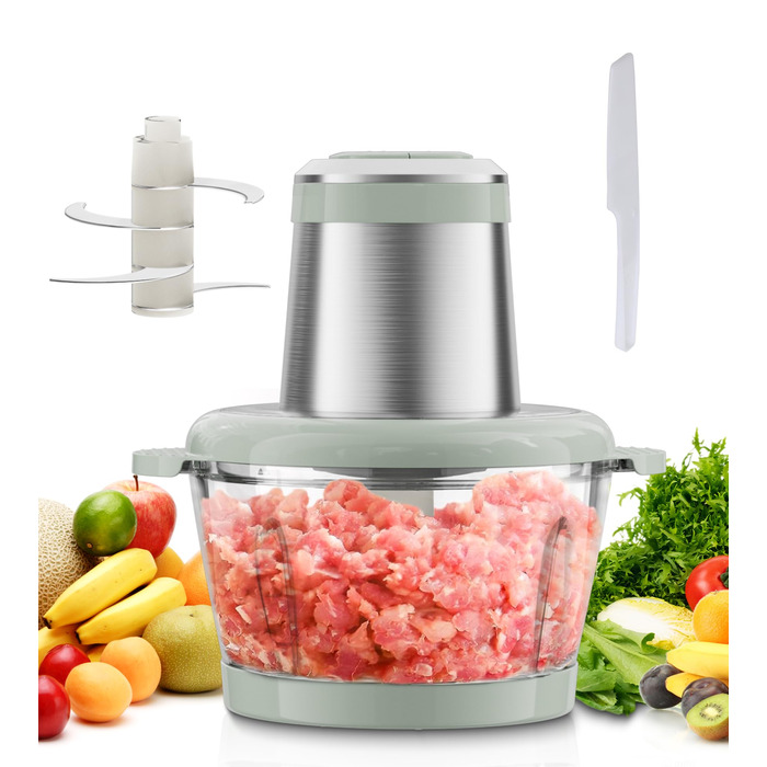 Електричний подрібнювач для кухні ESoundvol 400W з чашею 2л та 4 лезами з нержавіючої сталі для м'яса, овочів, горіхів, дитячого харчування