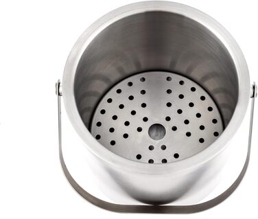 Hanseküche Large Ice Cube Container Ice Bucket 3L including Lid, Tongs, and Double Bottom - 304 Stainless Steel - Double-Walled Insulated - Very Long-Lasting Thermal Effect - Ideal for Keeping Drinks Cold for Extended Periods