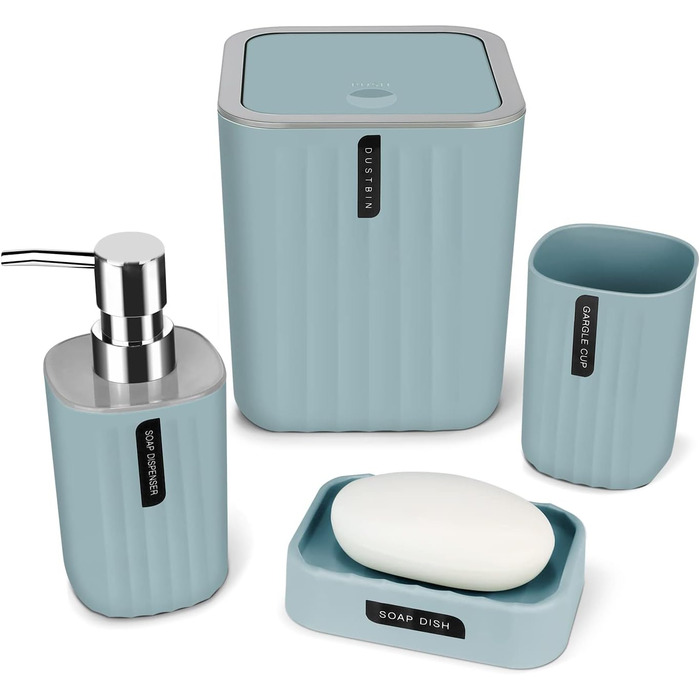 Набір аксесуарів для ванної кімнати IMAVO 4 шт. (зубний стакан, мильниця, диспенсер, тримач для зубних щіток) - Зелений