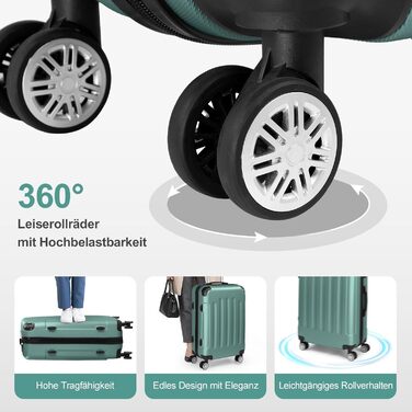 Набір валіз LALAHO 4 шт. з косметичками, з ABS пластику, рожевого кольору (Турквіс, смужки)