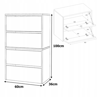 Шафа для взуття Stiv-Meble, 60 x 100 x 36 см, кашемір