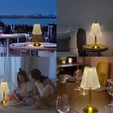 Настільна лампа Starnearby бездротова LED акумуляторна, золота, диммована сенсорна, 2 шт. для спальні, ресторану, офісу