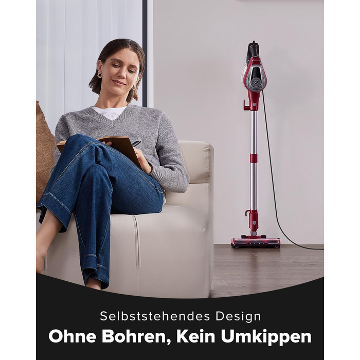 Ручний пилосос Vexilar C8 з кабелем, 600W, 60kPa, 7м кабель, безперешкодна щітка для підлоги, контейнер 1.5L без мішка для твердих поверхонь, килимів, шерсті тварин