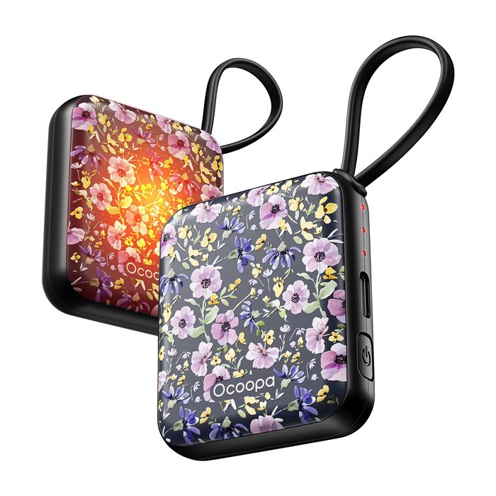 Електричні грілки для рук Ocoopa 2 шт., багаторазові 4000mAh, USB, 3 рівні нагріву, до 52°C, подарунок на Новий Рік, для зими, катання на лижах, подорожей та активного відпочинку, UT5 Nano Wiesengeflüster (Ocoopa x Artist Edition) (Nachtlicher Garten (Oco