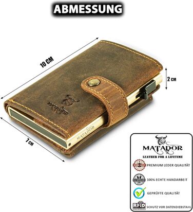 Гаманець Matador Slim Miami RFID Hunter Braun - шкіряний міні-портмоне з RFID-захистом та відділенням для монет