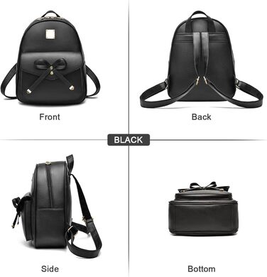 Жіночий рюкзак з PU шкіри: стильний, для подорожей, школи, роботи. Набір чорного кольору