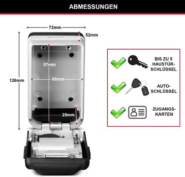 Сейф для ключів Master Lock з підсвічуванням цифр, настінний, для зовнішнього використання, 12.6 x 7.2 x 5.2 см