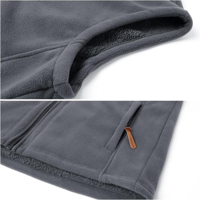 Чоловічий флісовий жилет з високим коміром для активного відпочинку, теплий зимовий жилет, чоловічий жилет з кишенями на блискавці, з підкладкою (сірий, 3XL)