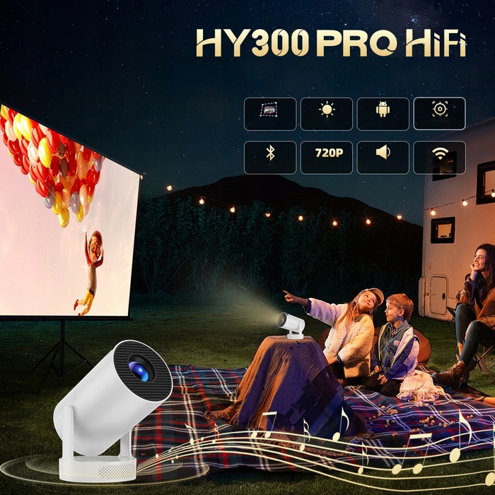 Портативний LED-проектор Xinowy HY300 Pro HiFi (нова версія), білий