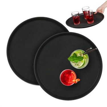 Relaxdays Round Gastro Serving Tray, 2-Piece Set