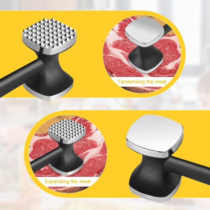 Подвійний молоток для м'яса з нержавіючої сталі, молоток для відбивання м'яса, для стейків, шніцелів, курки