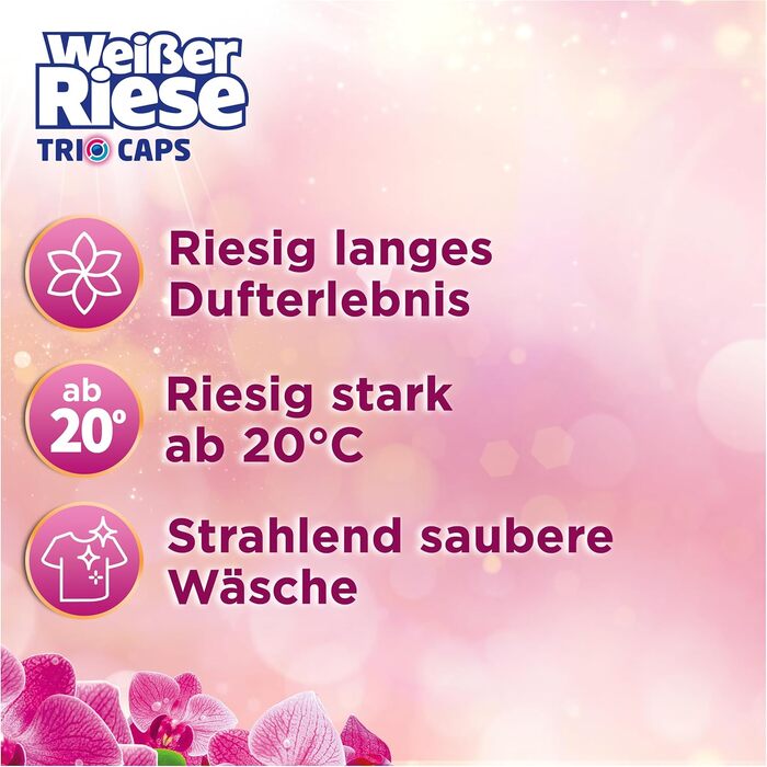 Капсули для прання кольорових речей Weißer Riese Trio-Caps Color Орхідея, 120 шт