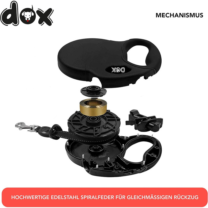 Рулетка для собак DDOXX - міцна, світловідбиваюча, до 10 кг, 4 м (червона)