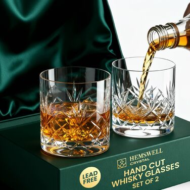 Набір склянок для віскі Glenrigg 2 шт., 310 мл – склянки-тумблери з кришталю без свинцю, з важким дном, ручна обробка, подарункова коробка