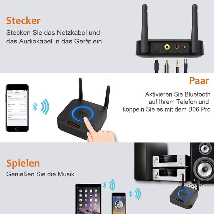 1Mii Bluetooth 5.1 Аудіо Адаптер з Низькою Затримкою aptX, 3D Surround, Підтримка RCA/3.5mm/Coaxial для Підсилювачів та Колонок