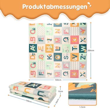 Дитячий килимок для повзання Dripex 150x180x1.5 см, двосторонній, водонепроникний, без BPA, для малюків від 0 місяців